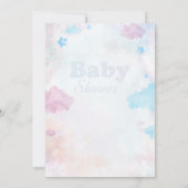 ツインズガールボーイベアフライト飛行機ベビーシャワー 招待状 (裏面)