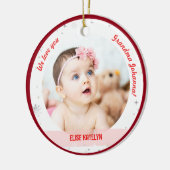 ツインズガールボーイ写真おばあちゃん初めてのクリスマスベビー セラミックオーナメント (左)