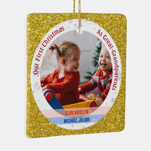 ツインズガールボーイ第1クリスマス素晴らし – 祖父母の写真 セラミックオーナメント (右)