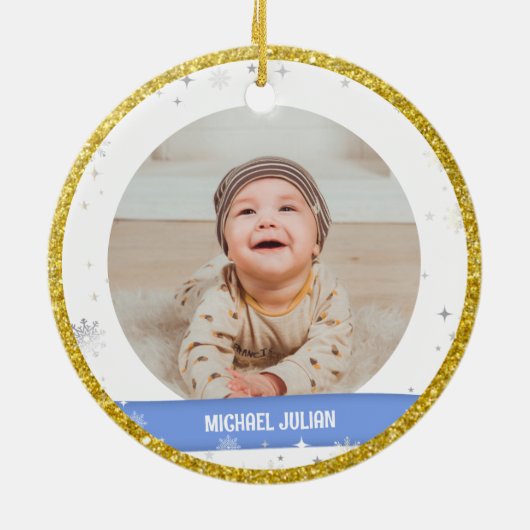 ツインズガールボーイ2写真1stリトルメリークリスマス セラミックオーナメント (裏面)