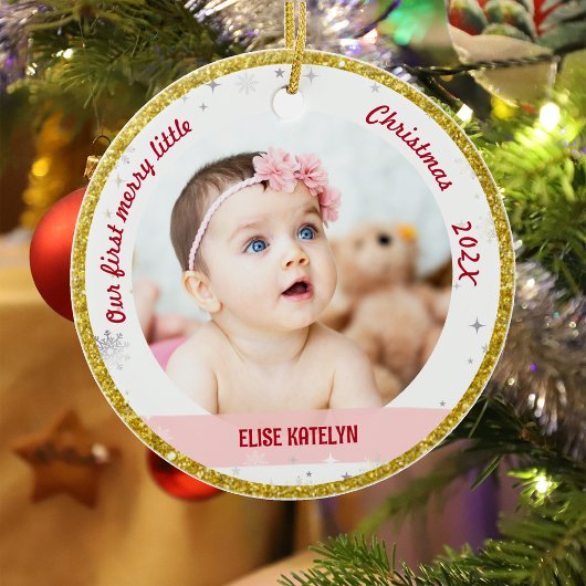 ツインズガールボーイ2写真1stリトルメリークリスマス セラミックオーナメント