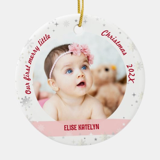 ツインズガールボーイ2写真1stリトルメリークリスマス セラミックオーナメント (正面)