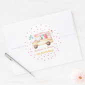 ツインズガール&ボーハッピーキャンパー誕生日 ラウンドシール (封筒)