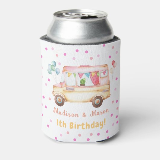 ツインズガール&ボーハッピーキャンパー誕生日 缶クーラー (缶裏面)