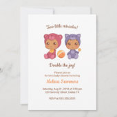 ツインズキャットベア男女兼用ベビーシャワー 招待状 (正面)