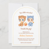 ツインズキャットベア男女兼用ベビーシャワー 招待状 (正面)