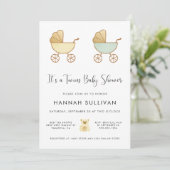 ツインズキャリッジイエローグリーン金ゴールド水色シャワー 招待状 (スタンド正面)