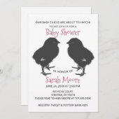 ツインズキュートベビーチクズベビーシャワー 招待状 (正面/裏面)