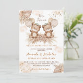 ツインズキュートボホベアベビーベイビーシャワー 招待状 (スタンド正面)