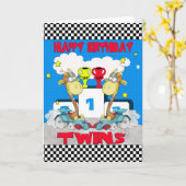 ツインズキリン誕生日カード – レーシングキリン カード (黄色い花)