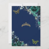 ツインズキンセアニラエメラルドグリーンネイビーブルーフローラ 招待状 (裏面)