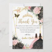 ツインズキンセアニラスウィート16ブラックピンクフローラ サンキューカード (正面)