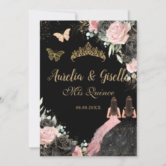 ツインズキンセアニラスウィート16ブラックピンクフローラ サンキューカード (裏面)