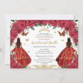 ツインズキンセアニラプリンセスレッドローゼスフローラ金ゴールド 招待状 (正面)