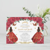 ツインズキンセアニラプリンセスレッドローゼスフローラ金ゴールド 招待状 (スタンド正面)