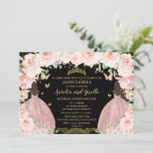 ツインズキンセアニラプリンセス赤面フローラ金ゴールドブラック 招待状 (スタンド正面)