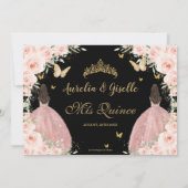 ツインズキンセアニラプリンセス赤面フローラ金ゴールドブラック 招待状 (裏面)