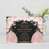 ツインズキンセアニラプリンセス赤面フローラ金ゴールドブラック 招待状 (スタンド正面)