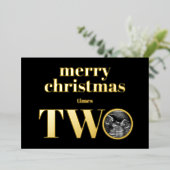 ツインズクリスマス妊娠告知カード金ゴールド 箔シーズンカード (立ち正面)
