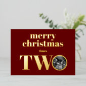 ツインズクリスマス妊娠告知カード金ゴールド 箔シーズンカード (立ち正面)