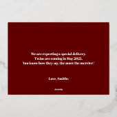 ツインズクリスマス妊娠告知カード金ゴールド 箔シーズンカード (裏面)