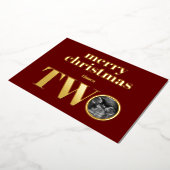 ツインズクリスマス妊娠告知カード金ゴールド 箔シーズンカード (回転した状態)