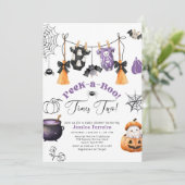 ツインズクロザライン小さなブーブベビーシャワー 招待状 (スタンド正面)