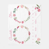 ツインズグロストラッカー水彩フローラ 生まれたばかりの フリースブランケット (正面)