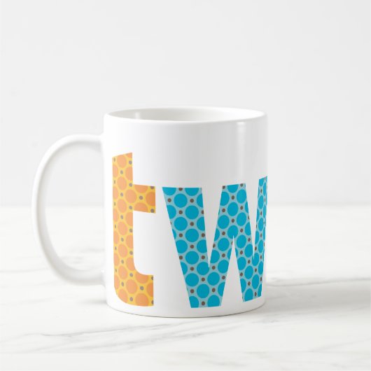 ツインズコレクション – 男の子{オレンジ+アクア} コーヒーマグカップ (左)