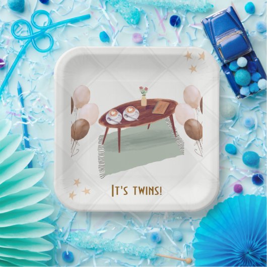 ツインズコーヒーをテーマにしたベビーシャワー ペーパープレート (パーティー)