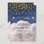 ツインズゴールデンスターズベビーシャワー招待状 招待状 (正面/裏面)