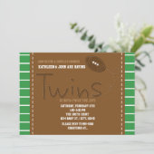 ツインズサッカースポーツベビーシャワー招待状 招待状 (スタンド正面)