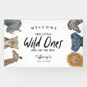 ツインズサファリアニマルズテーマベビーシャワーウェルカム 横断幕 (横)