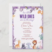 ツインズサファリベイビーシャワー2つの小さな野生のもの 招待状 (正面)