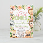 ツインズサファリ誕生日ジャングルワイルドワンアニマル 招待状 (スタンド正面)