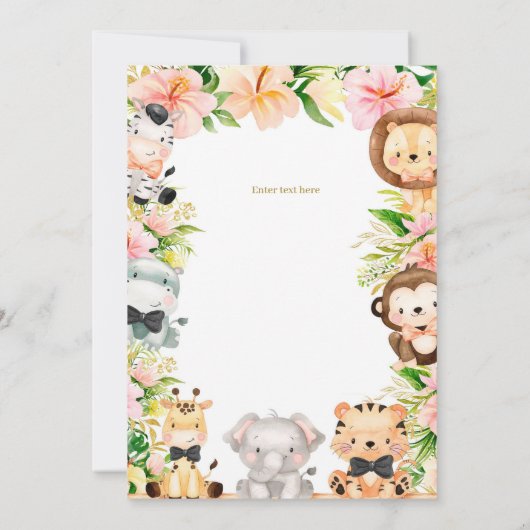 ツインズサファリ誕生日ジャングルワイルドワンアニマル 招待状 (裏面)