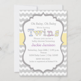 ツインズシェフユニセックスロン赤ちゃんシャワー招待状 招待状
