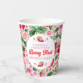 ツインズジョイントストロベリーベリー1st誕生日ガールズ 紙コップ (正面)