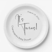 ツインズスクリプトモダンベビーシャワー ペーパープレート (正面)