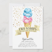 ツインズスクープ少年と女の子の誕生日パーティー 招待状 (正面)
