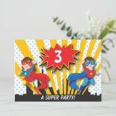 ツインズスーパーヒーロー誕生日 招待状 (スタンド正面)