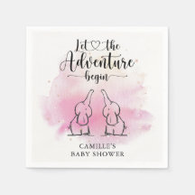 ツインズゾウ赤ちゃんシャワーナプキン