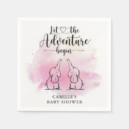 ツインズゾウ赤ちゃんシャワーナプキン スタンダードカクテルナプキン