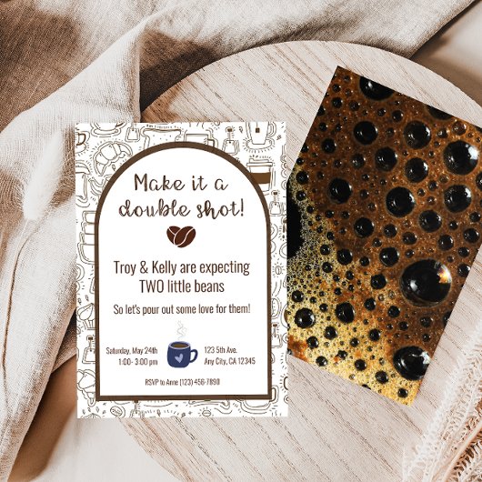 ツインズダブルショットコーヒーベビーシャワー招待状 招待状