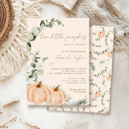 ツインズツーリトルカボチャ秋ベビーシャワー 招待状