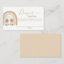 ツインズテディベアとレインボーおむつラッフルカード エンクロージャーカード