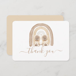ツインズテディベアアンドレインボーサンキューカード サンキューカード