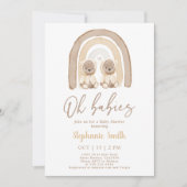 ツインズテディベアーレインボーベビーシャワー招待状 招待状 (正面)