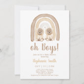 ツインズテディベアーレインボーベビーシャワー招待状 招待状 (正面)