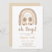 ツインズテディベアーレインボーベビーシャワー招待状 招待状 (正面/裏面)